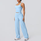 Women's Brushed Knit Sports Vest & Straight-Leg Pants Set