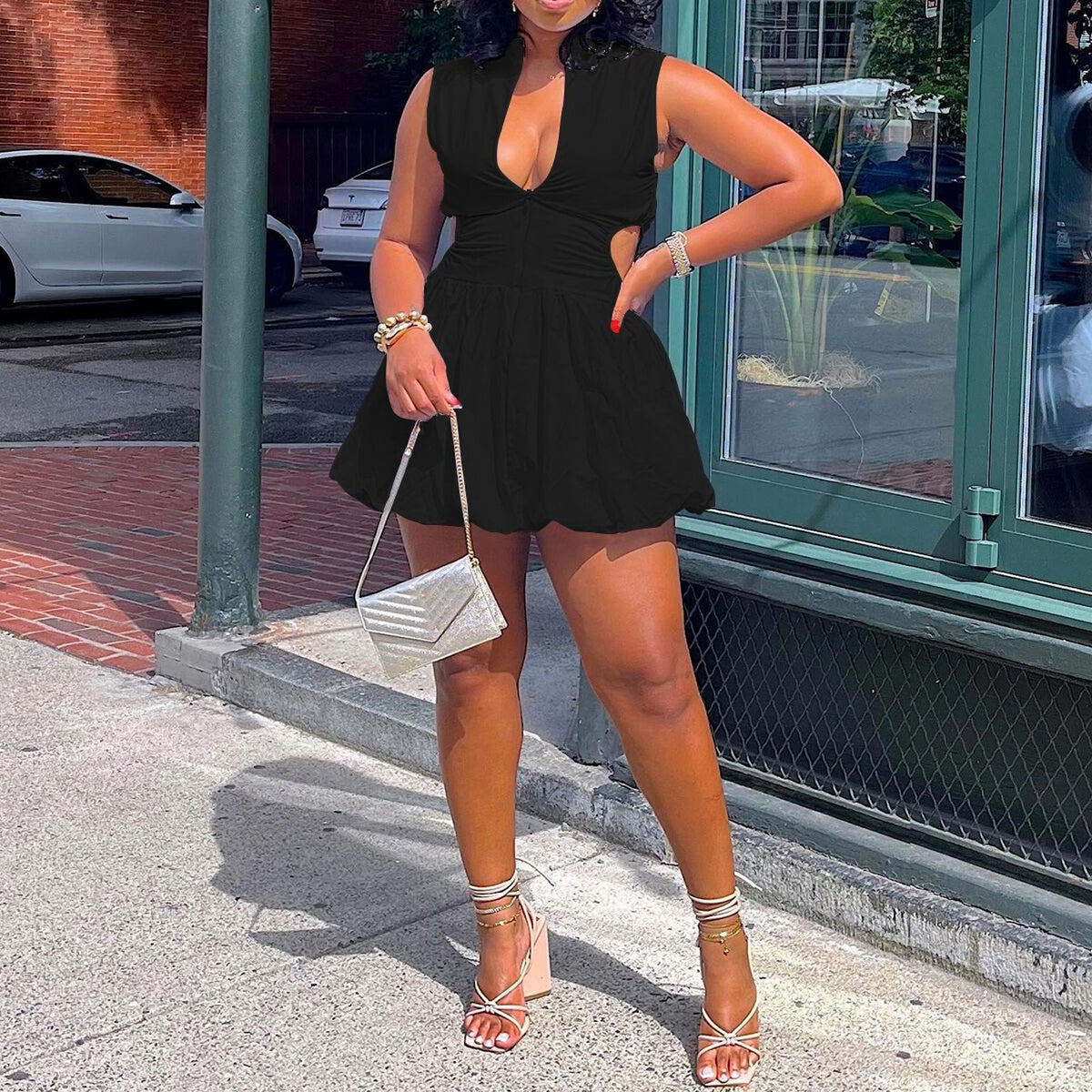 Reversible Cutout Sleeveless Mini Dress