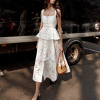 Women's French Summer Breasted Ruffled Design Slim Fit Dress