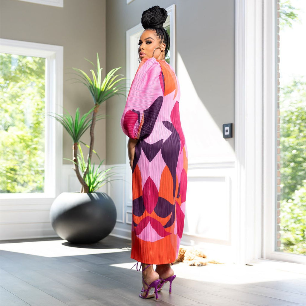 Wear Lantern Sleeve Pleated Dress