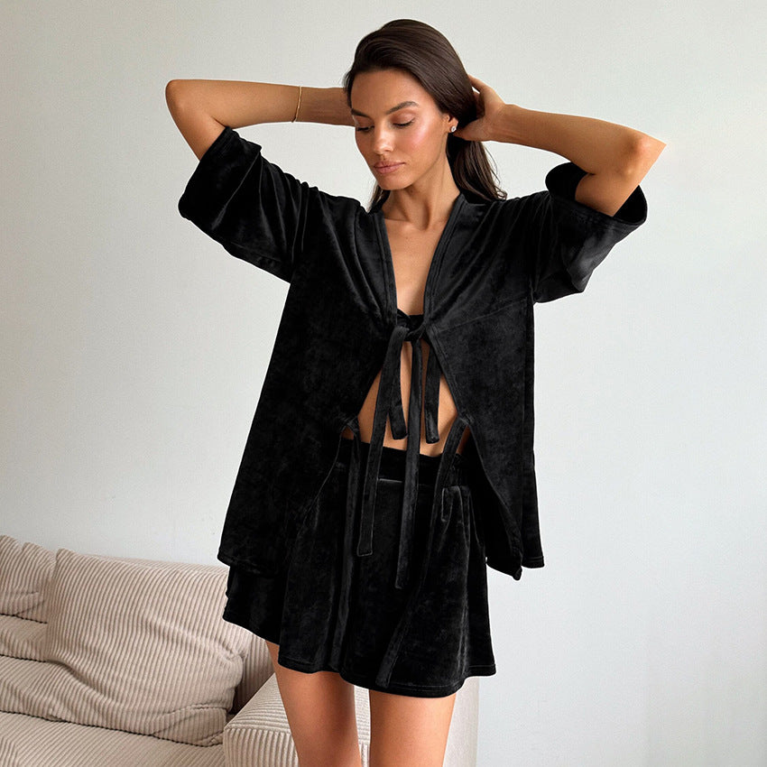 Autumn Black Pajamas Lingerie
