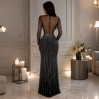 Women's Rhinestone Mesh Maxi Dress