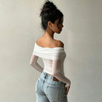 Women's Embroidered Off-Shoulder Knit Top