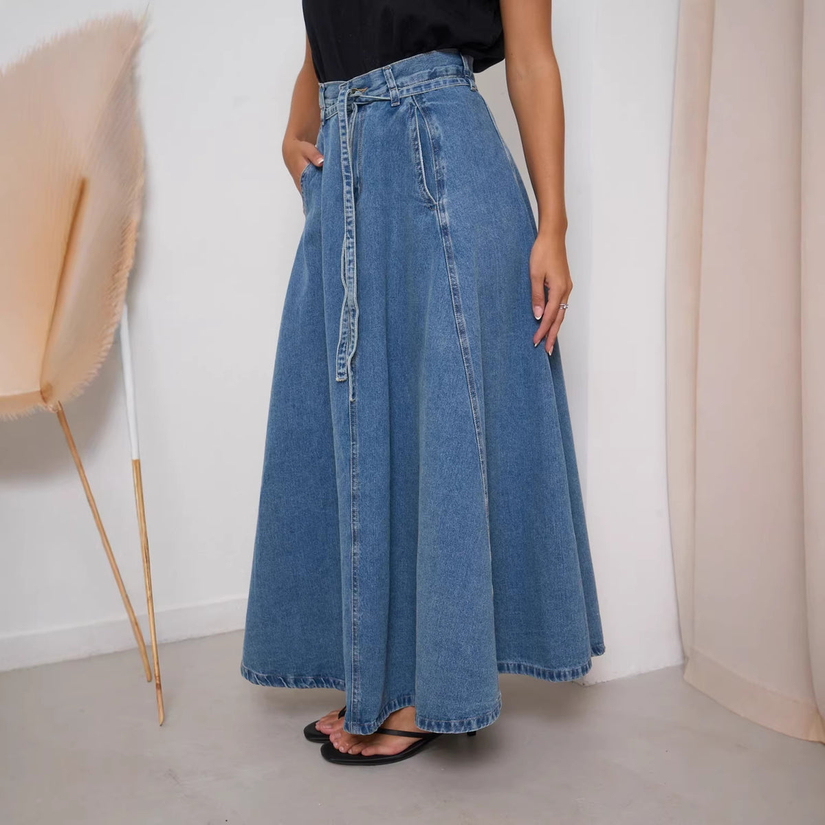 Spring Summer High Waist Casual Denim Skirt