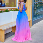Deep V Plunge Neck Pleated Spaghetti Straps Corset Dress