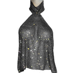 Women's Metallic Mesh Rhinestone Halter Top