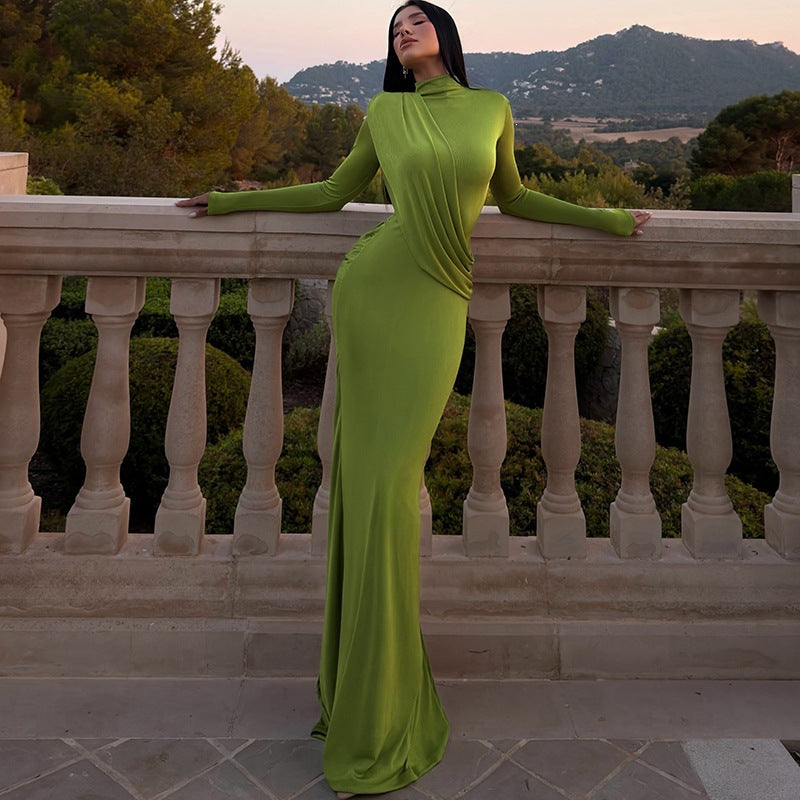 Women's Backless High-Neck Dress