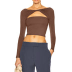 Women's Hollow Out Cutout Twisted Off Shoulder Multi Wear T-Shirt