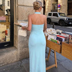 Women's Backless Pleated Halter Dress