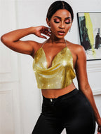 Women's Sequin Backless Halter Camisole Top