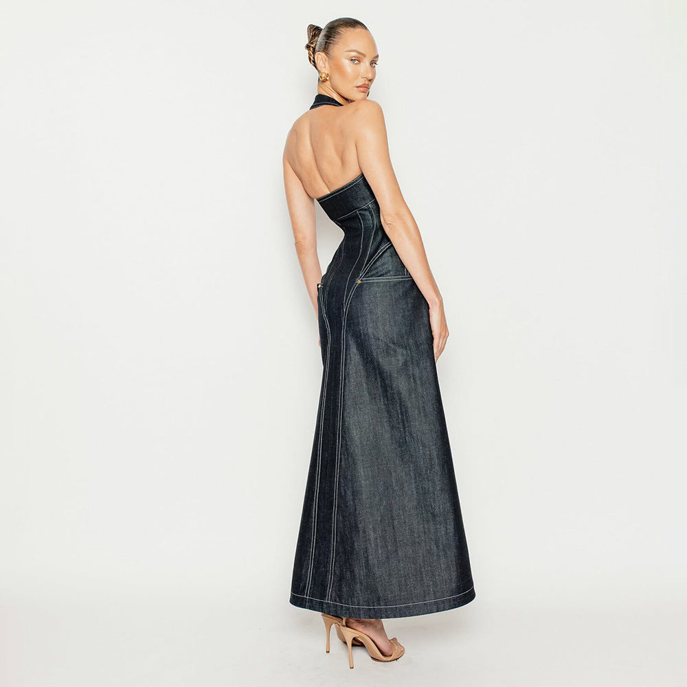 Women's Backless Halter Dress