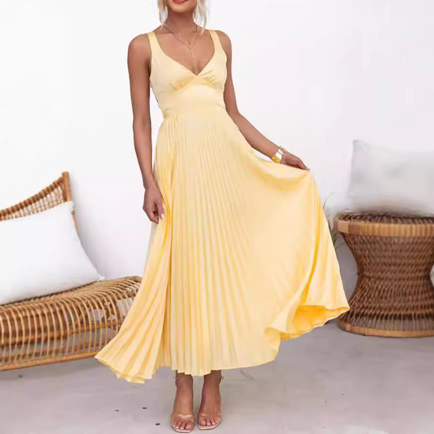 Strappy Folding Satin Strappy Elegant Party Dress
