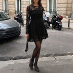 Women's Lace Cutout Long-Sleeve Mini Dress