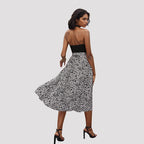 Leopard-Print Patchwork Halter Dress