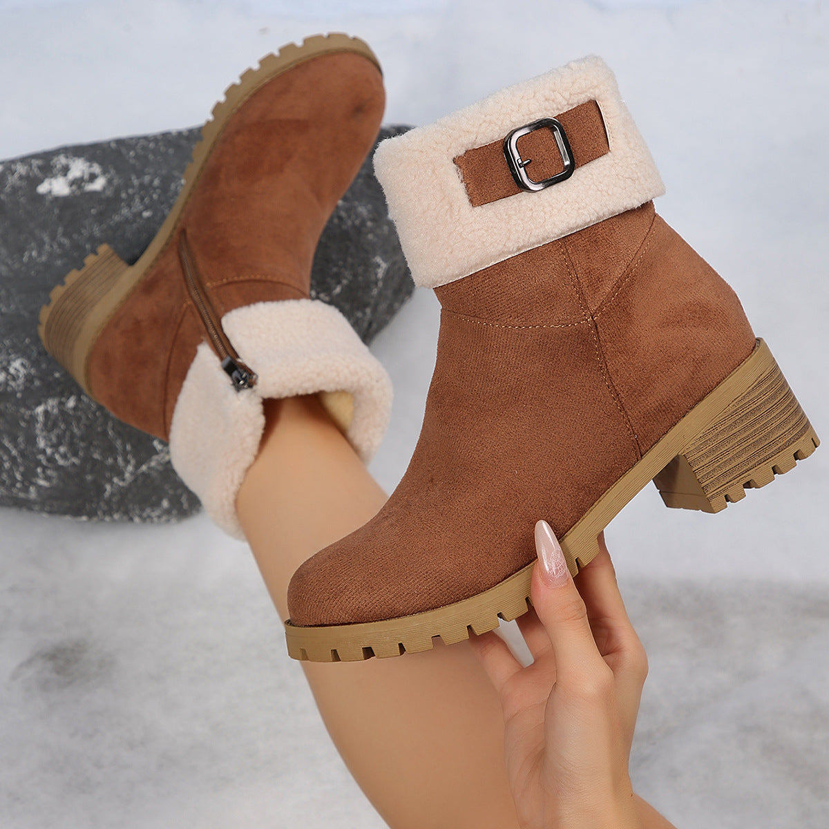 Women's Plush-Lined Winter Ankle Boots