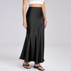 Acetate Satin Patchwork Maxi Skirt