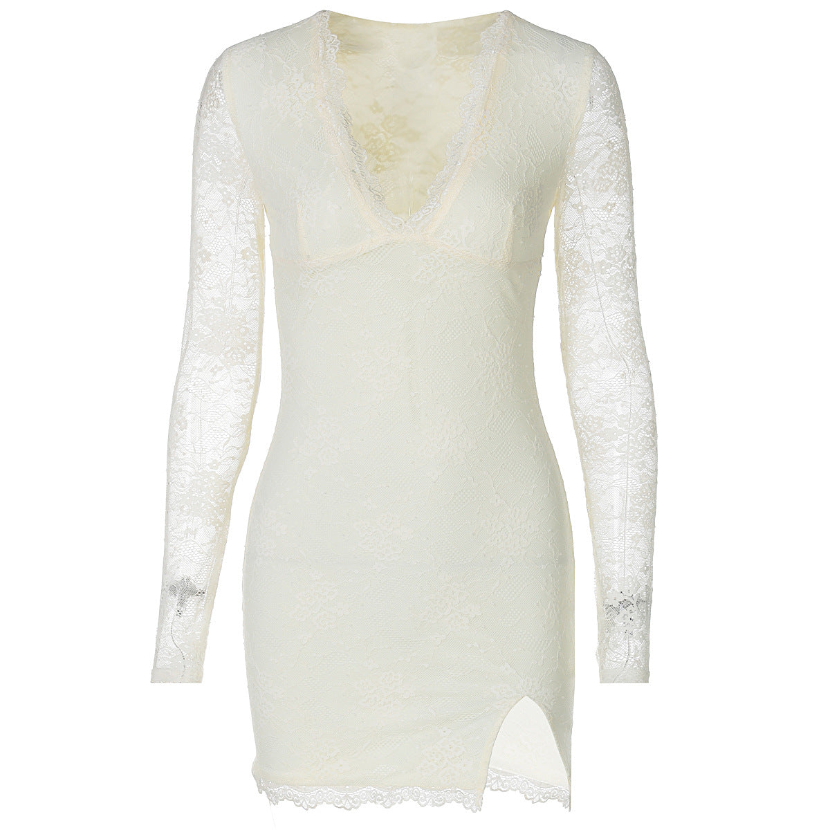 Women's Autumn Winter Sexy Mesh Stitching Long Sleeve Narrow Dress