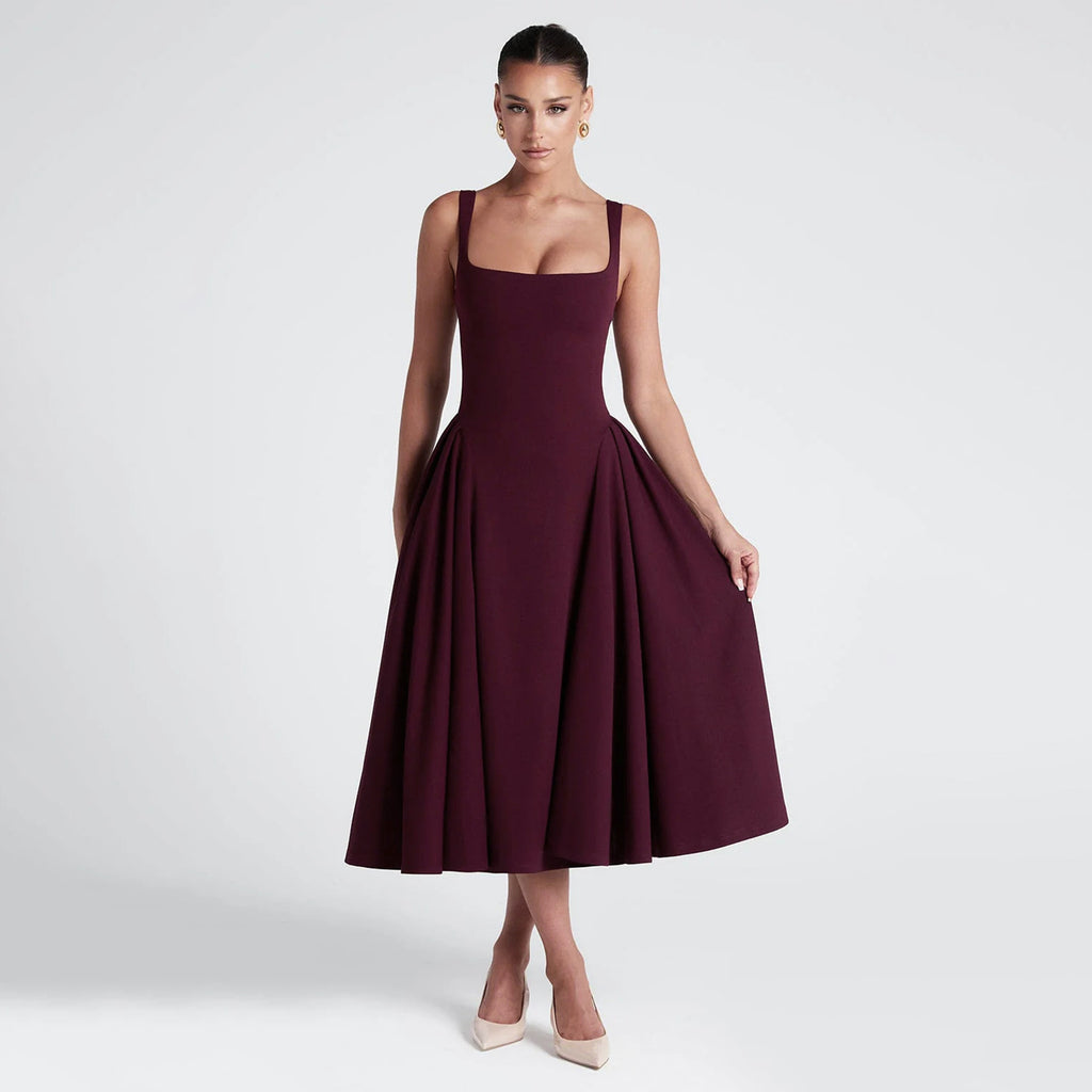 Square-Neck Spaghetti-Strap Dress
