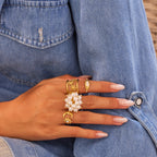 Women's Floral Pearl Ring