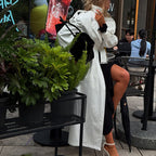 Simple Office Long Trench Coat Women Collared Long Sleeve