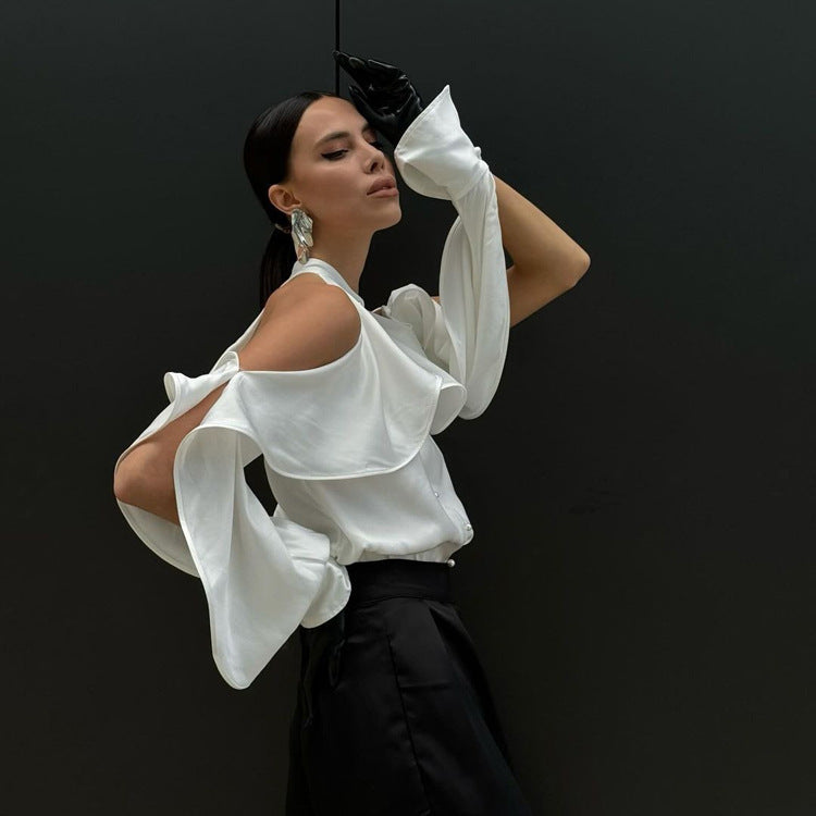 Halter Top Ruffled round Neck off the