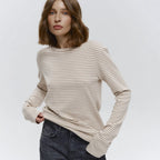 Women’s Striped Cotton Long Sleeve Crew Neck Top