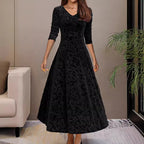 Velvet Elegant Midi Dress