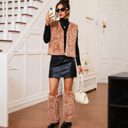 Sexy Deer Fur Vest Autumn Winter Faux Fur Vest Leg Warmer Two Piece Sets