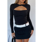 Women's Hollow Out Cutout Twisted Off Shoulder Multi Wear T-Shirt