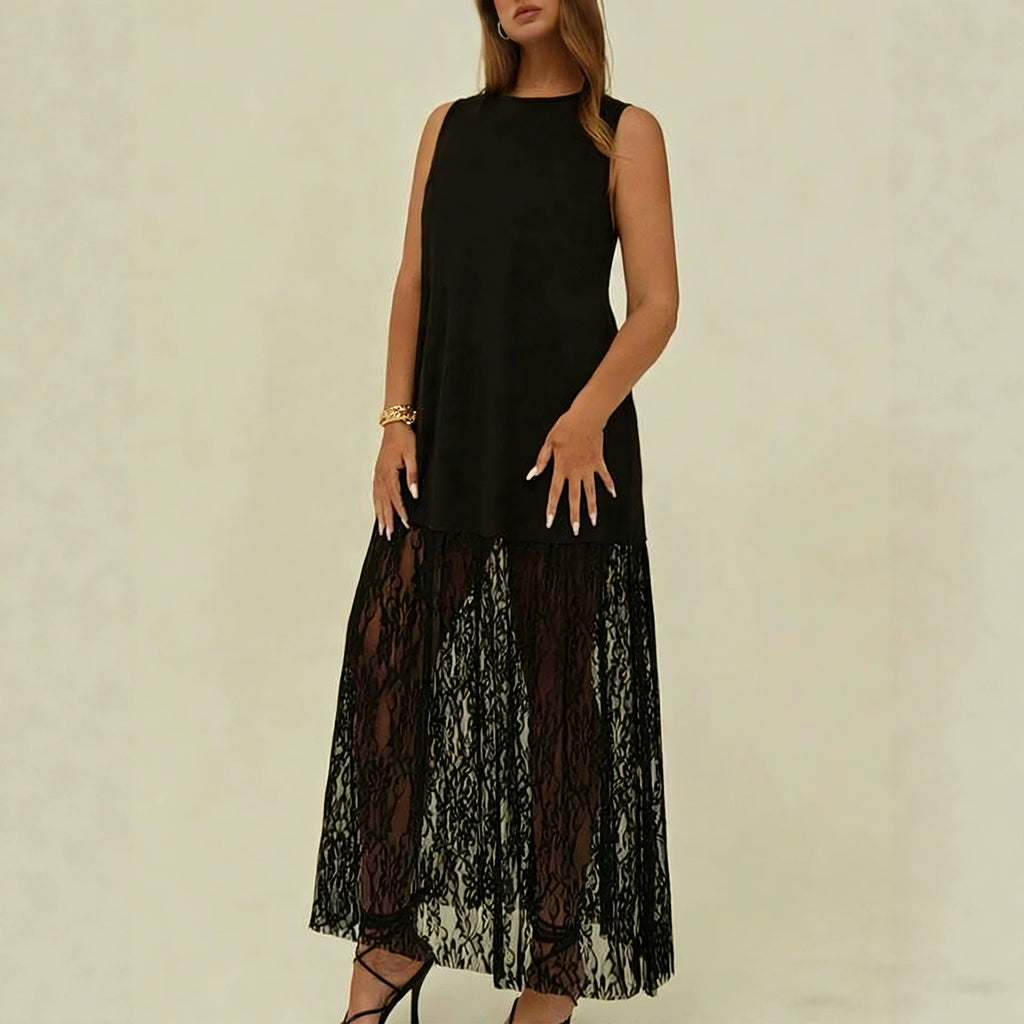 Women's Plus Size Lace-Trim Sleeveless Dress
