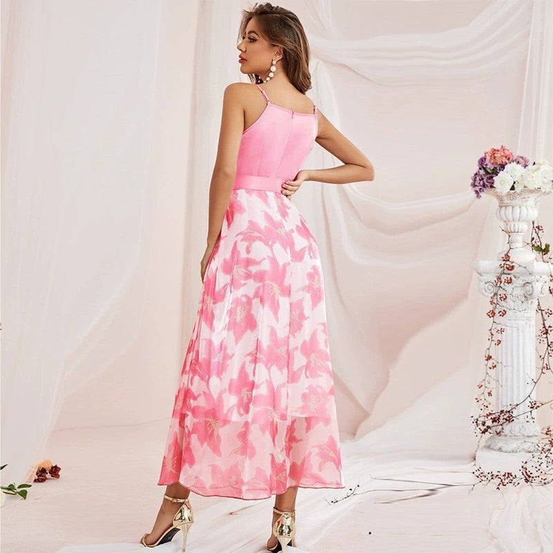 Party Gathering High-Waist Sling Tied Dress