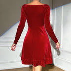 Women's Elegant Red Dress All Matching Elegant V neck