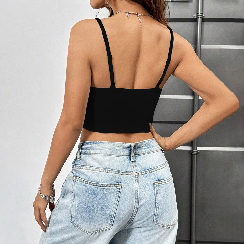 Women's Ruched V-Neck Slim Fit Crop Top