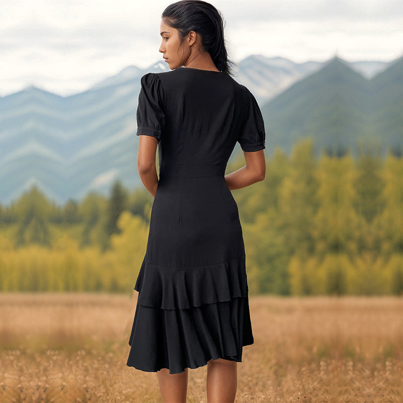 Women's Summer Solid Color Irregular Asymmetric Slim Fit Dress
