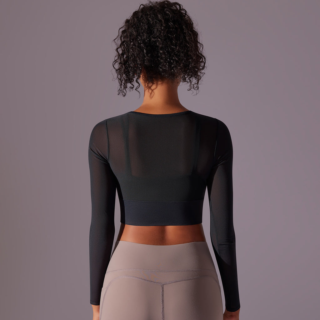 Women's Mesh Long-Sleeve Padded Workout Top