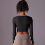Women's Mesh Long-Sleeve Padded Workout Top