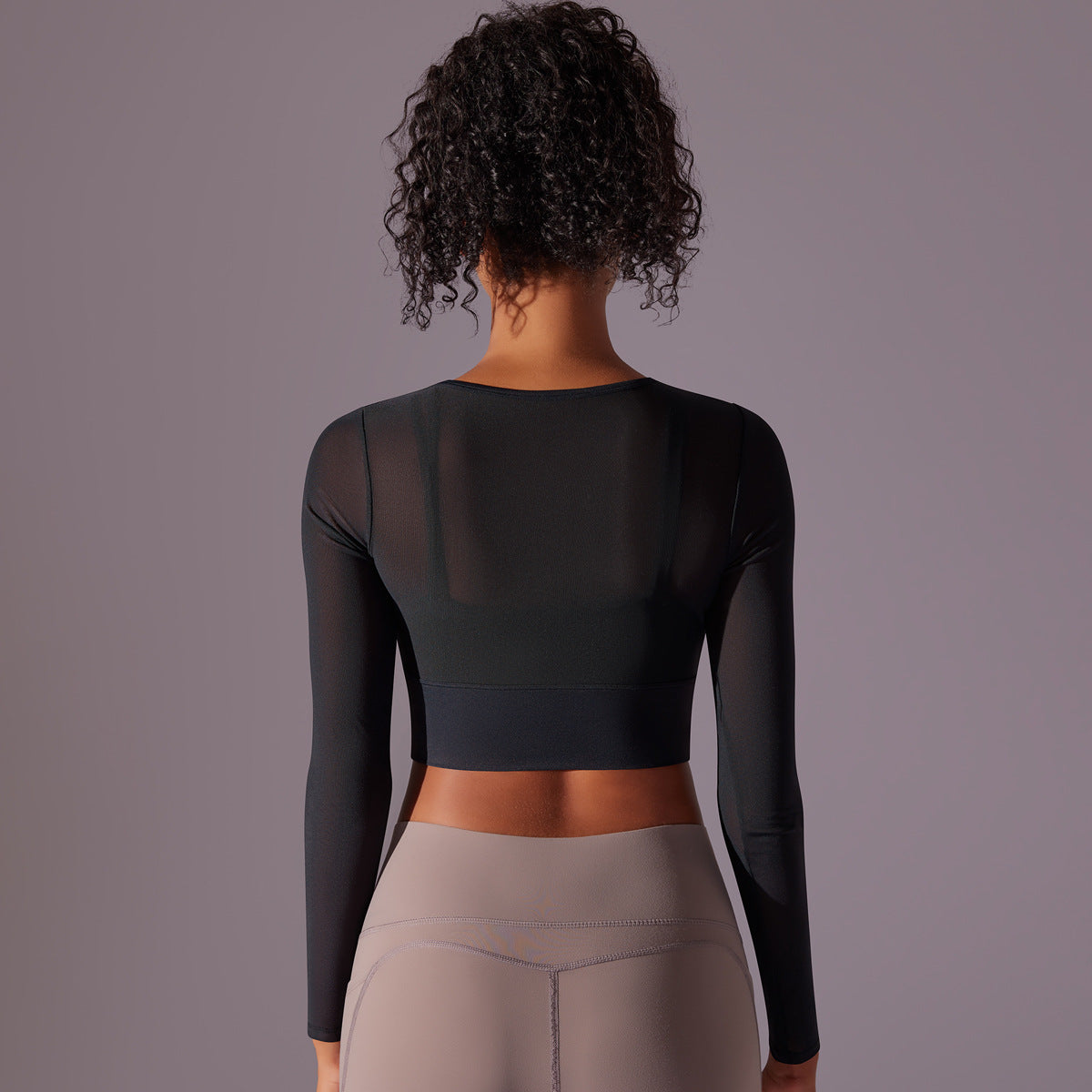 Women's Mesh Long-Sleeve Padded Workout Top
