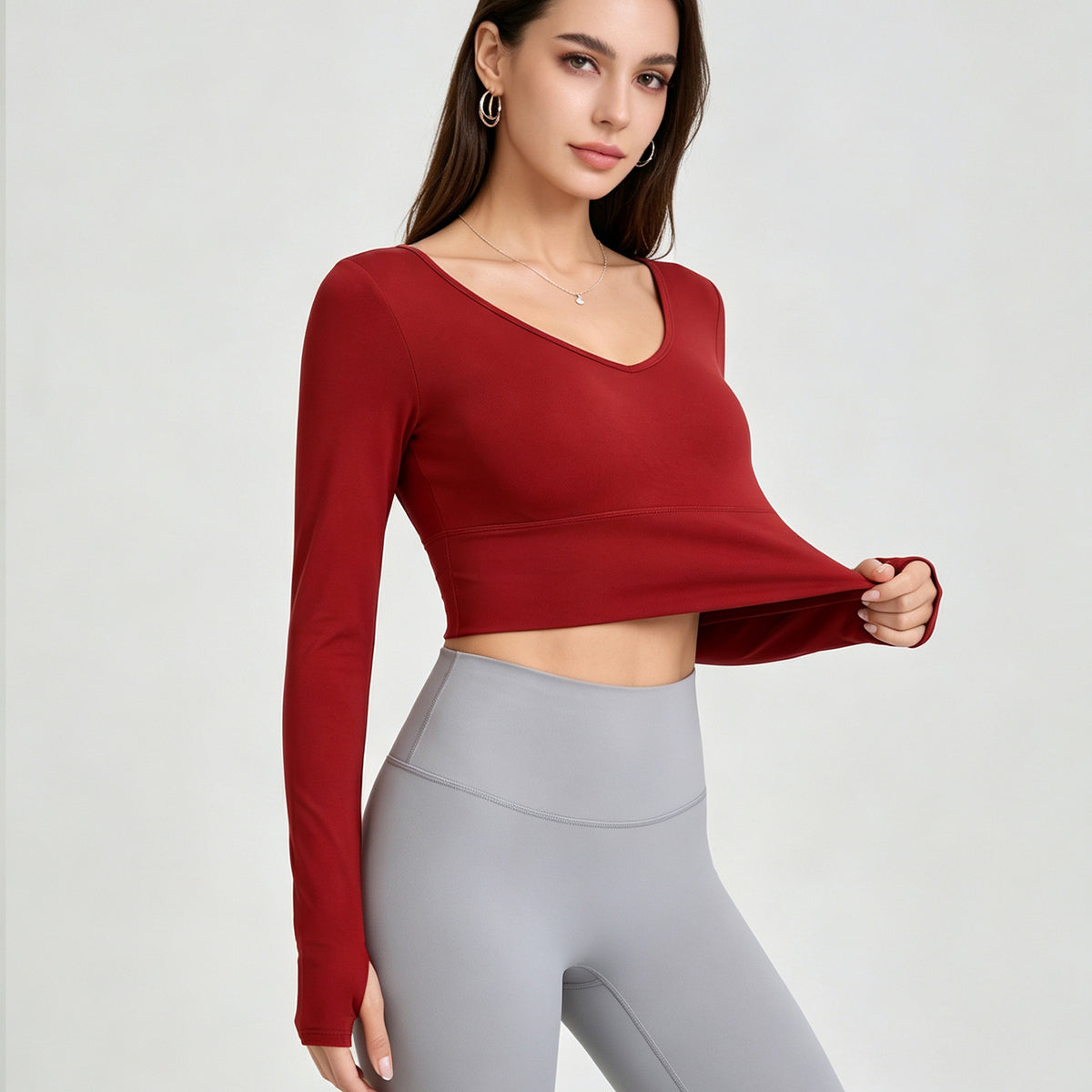 Hollow Out Cutout-Out Beauty Back Yoga Long Sleeve T Shirt Antibacterial