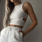 Basic Vest Slim Short Hollow Out Cutout Vest Top