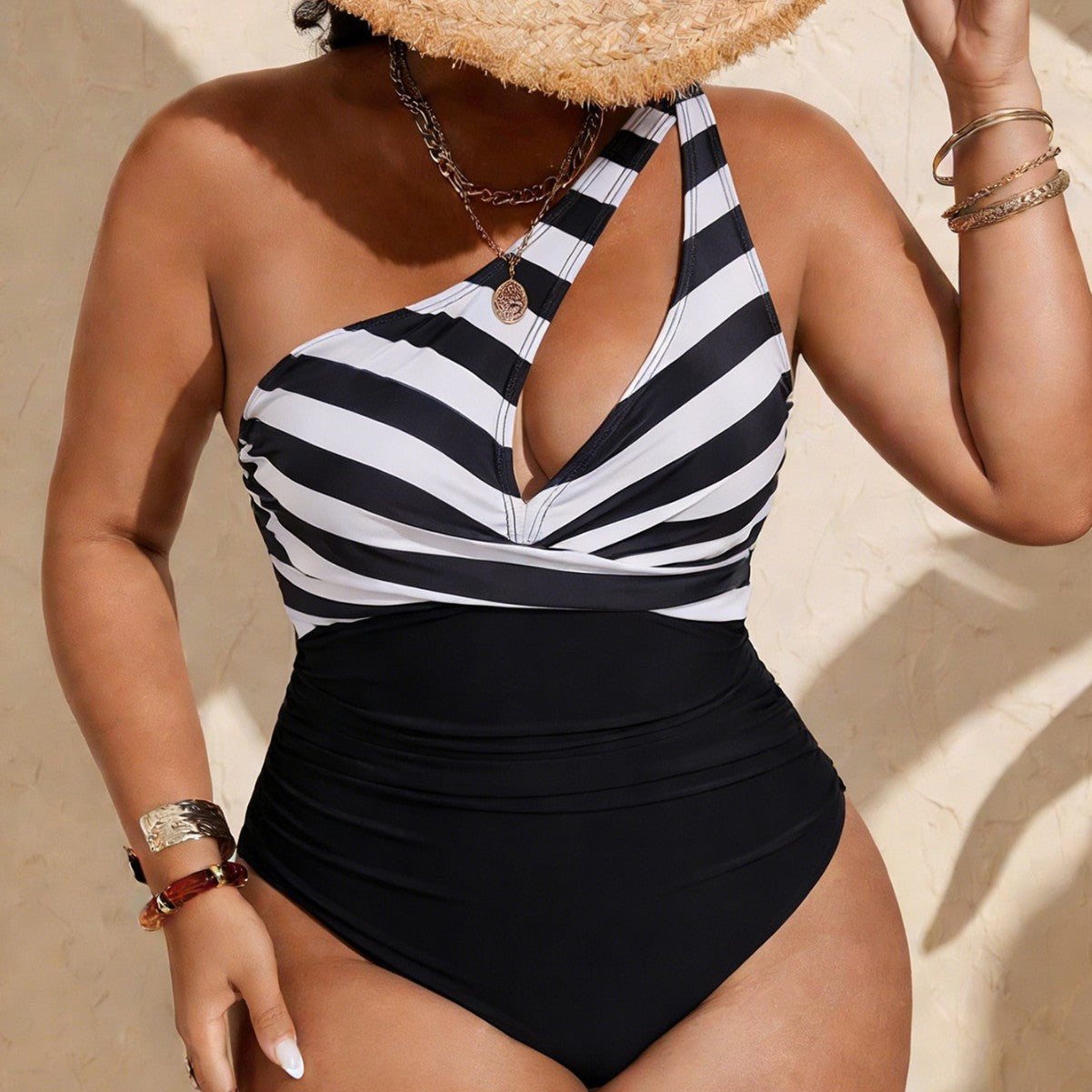Bikini Striped One-piece Swimwear