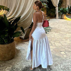 Women's Autumn Sexy Backless Bodysuit Slim Fit Tied Skirt Set