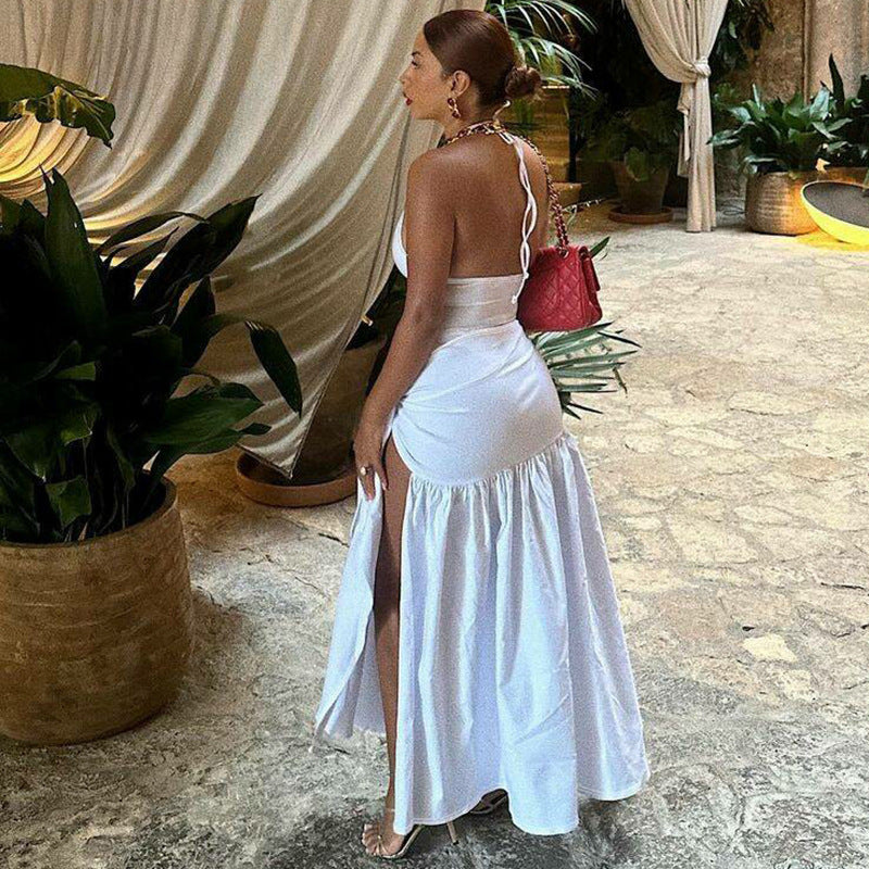Women's Autumn Sexy Backless Bodysuit Slim Fit Tied Skirt Set