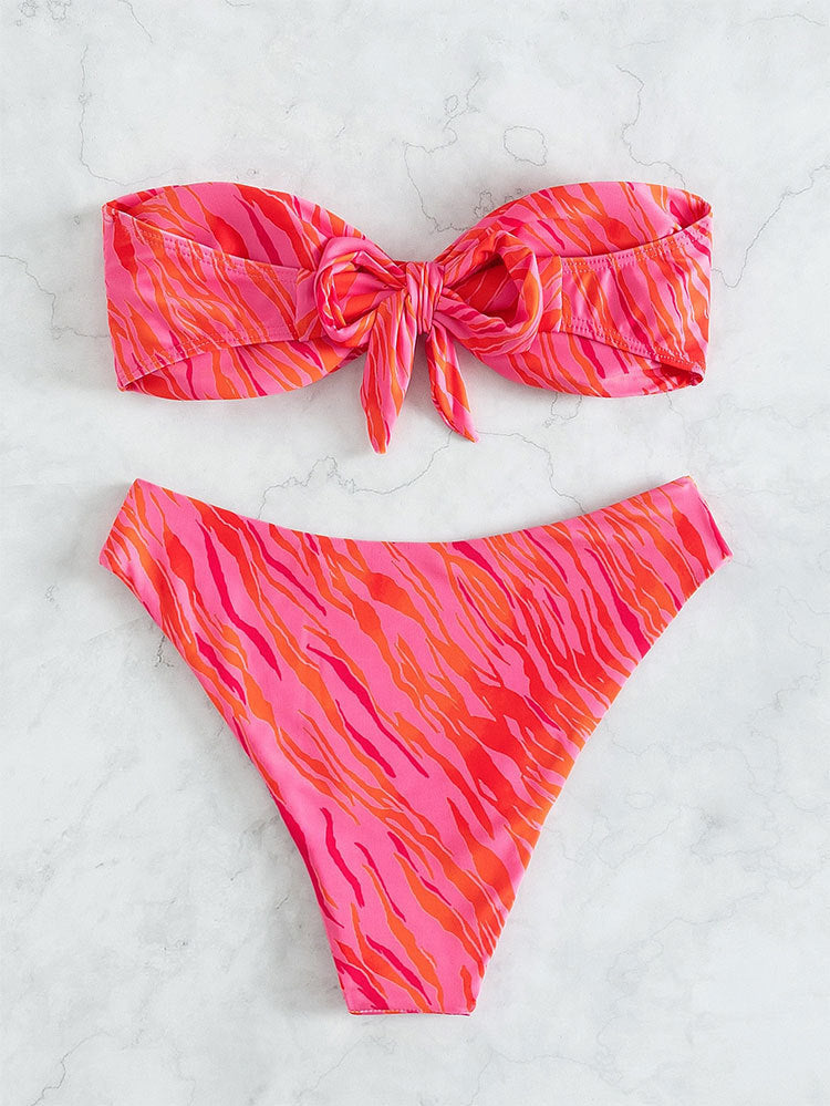 Printed Bandeau Bikini Swimwear