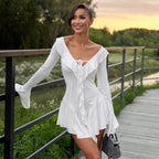 Women's Pointed-Collar Bell-Sleeve Dress