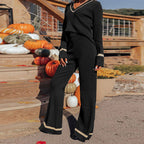 Autumn Winter Trim Contrast Color Suit Two-Piece Set