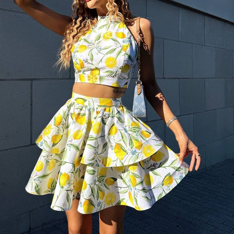 Women's Backless Top and Pettiskirt Set