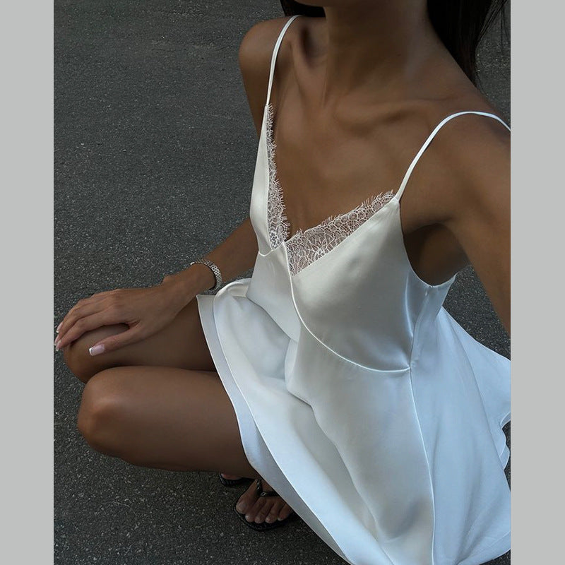 Women's Lace Satin Dress