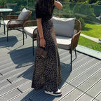 Satin Skirt Leopard Print Long Skirt High