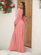 Women's Front-Twist Lantern-Sleeve Dress