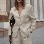 Cotton Linen V neck Baggy Coat High